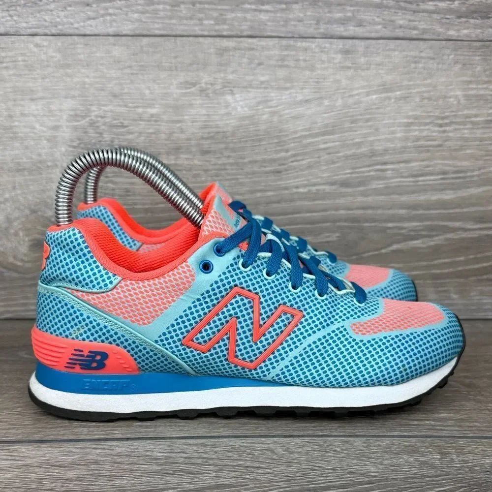 New Balance 574 Woven Pack Women’s Sz 6.5B Peach Nectar Blue Oyster Low Sneakers